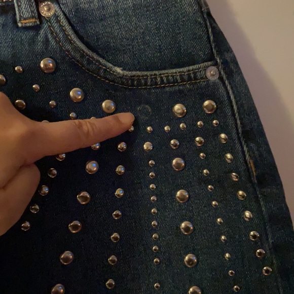 TOPSHOP Studded Denim Mini Skirt - Picture 3 of 6